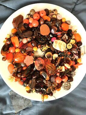 DIY Assorted Fall Orange Tone Bulk Beads Glass & Acrylic All Sizes & Shapes